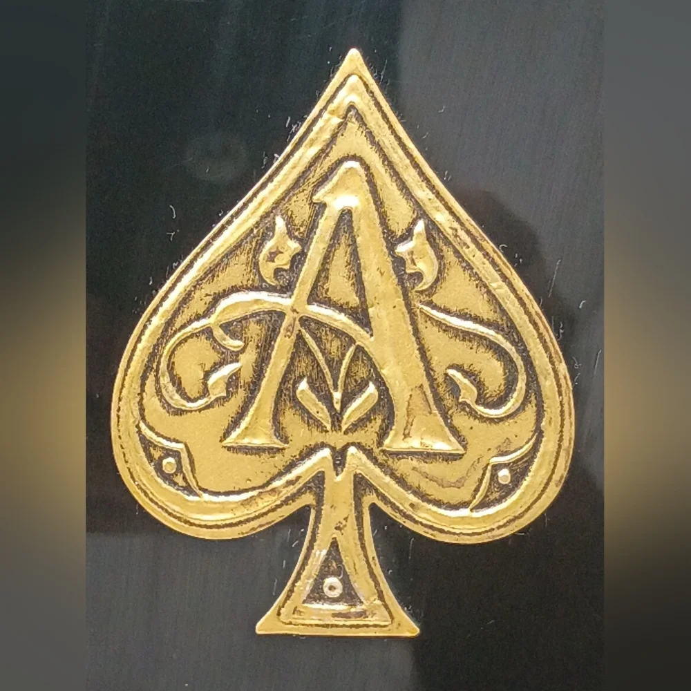 Black Gloss Ace Of Spade Decorative Box with Gold Ace Of Spade Emblem